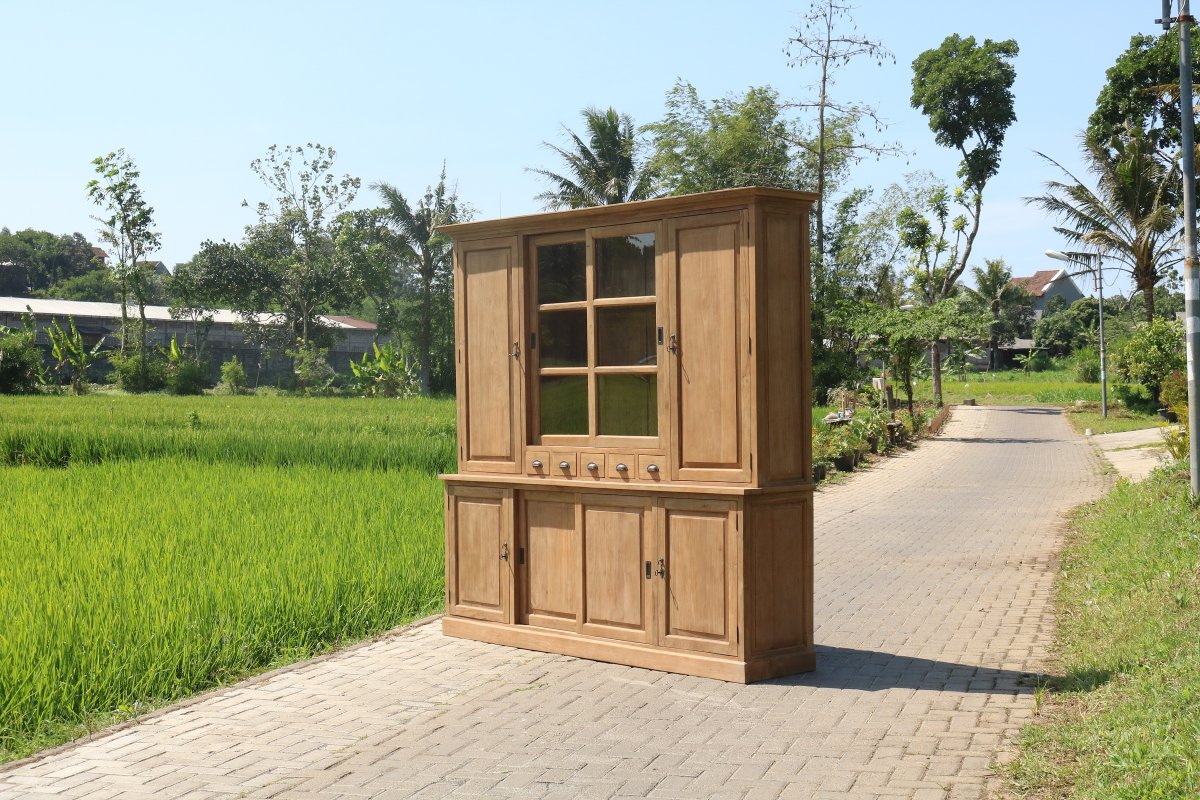 Teak winkelkast / buffetkast / vitrinekast 230 cm