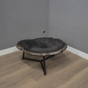 Salontafel van Zwart Versteend Hout 70 – 89 cm