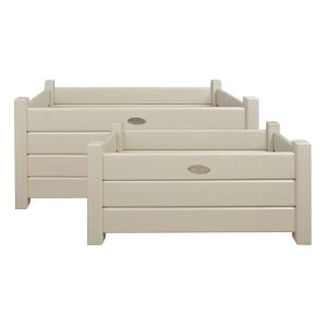 Esschert Design Rechthoekige houten plantenbakken, 2x wit