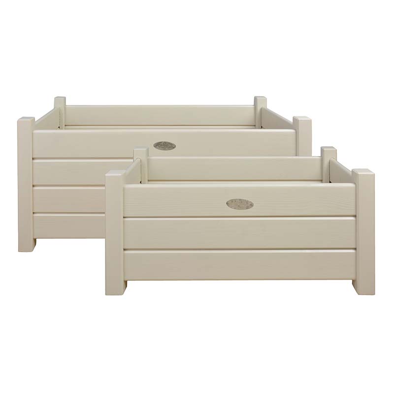 Esschert Design Rechthoekige houten plantenbakken, 2x wit