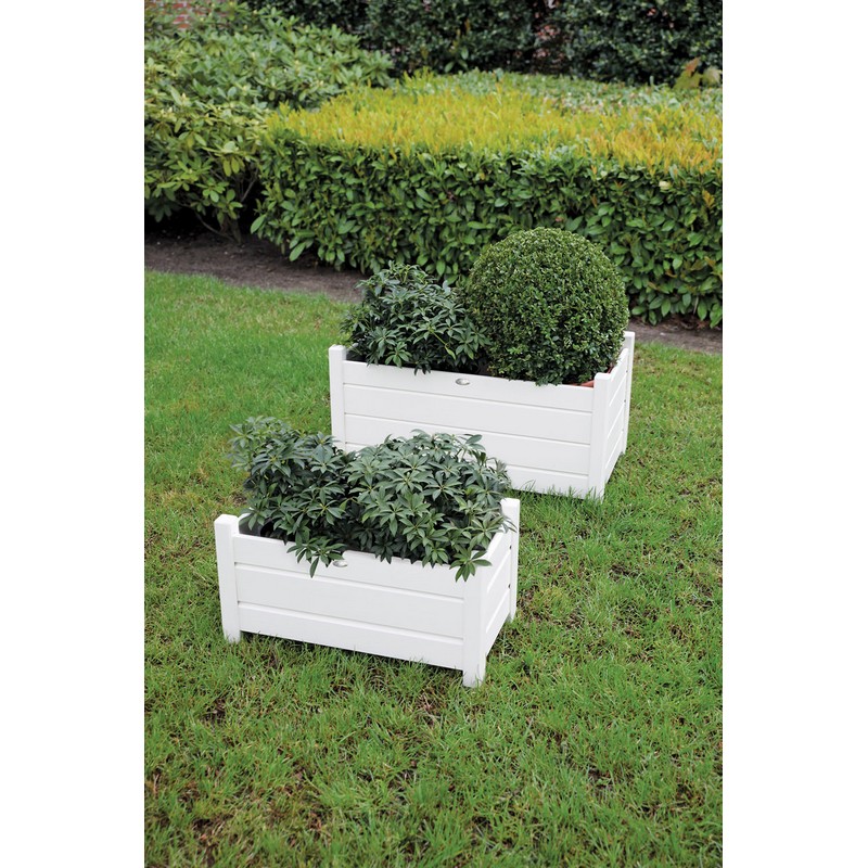 Esschert Design Rechthoekige houten plantenbakken, 2x wit - Afbeelding 5