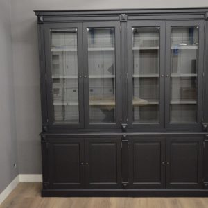 Zwarte vitrinekast met antraciet binnenkant 225 cm