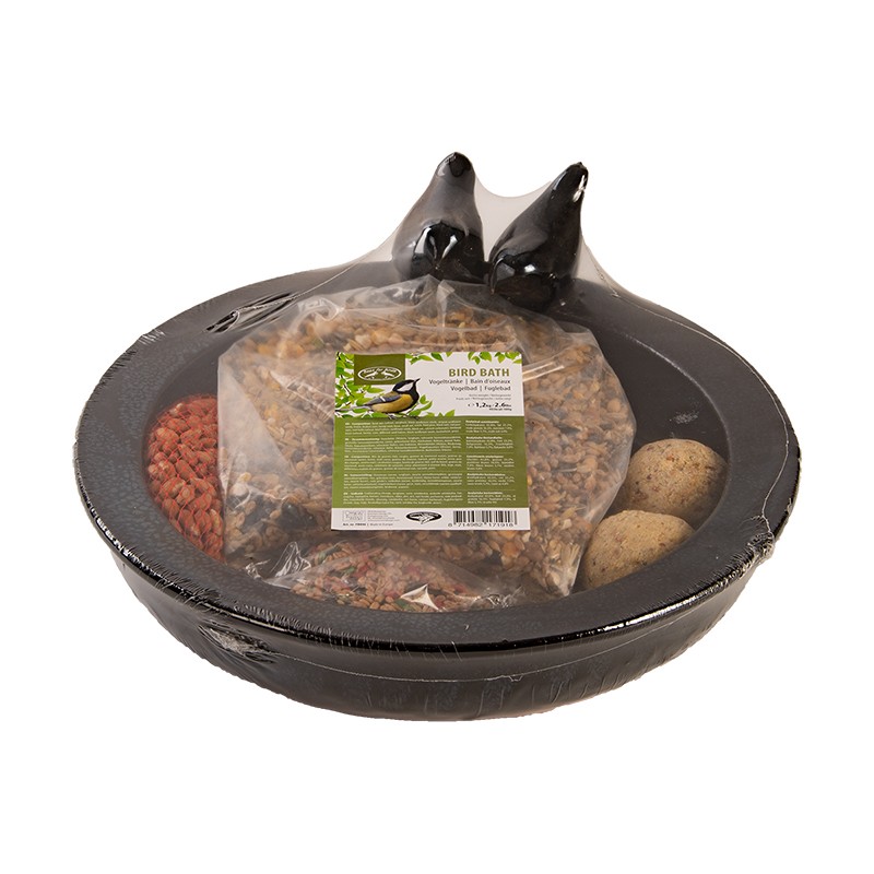 Esschert Design Vogelbad keramiek rond incl. voer