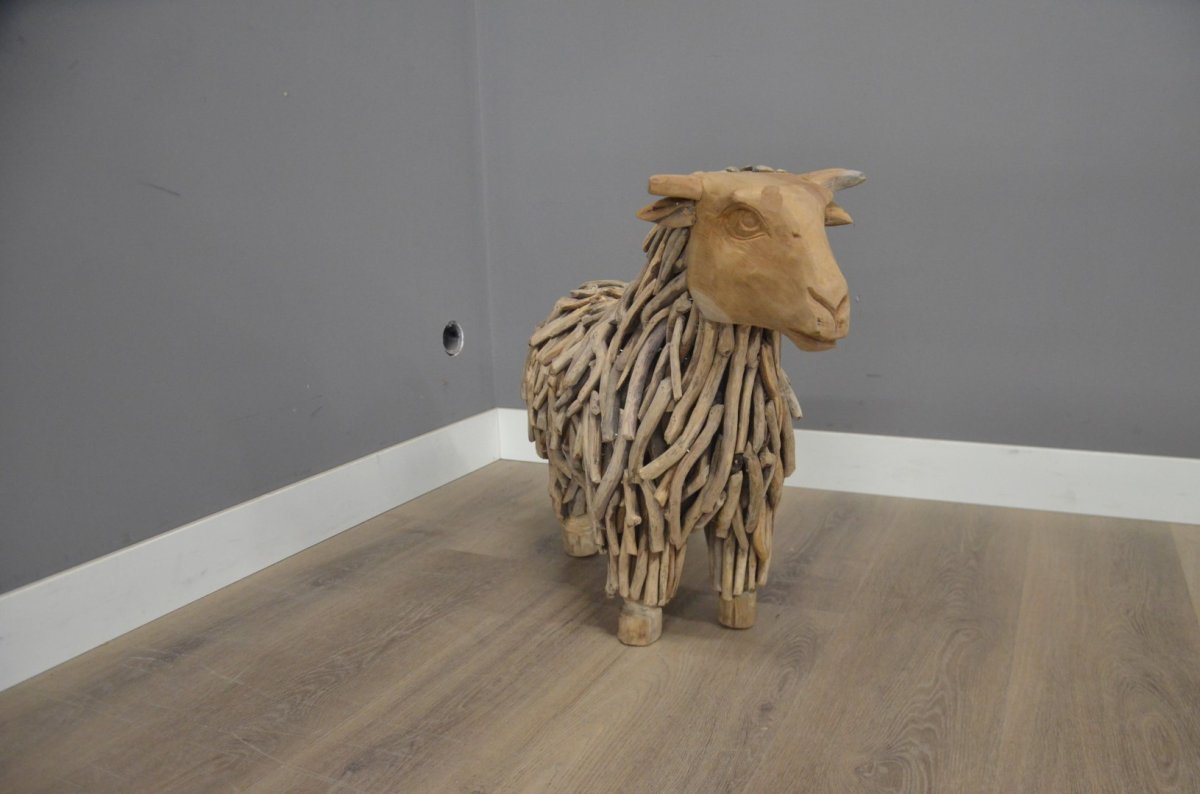 Handgemaakt Teak Schaap (60 cm) - Afbeelding 4