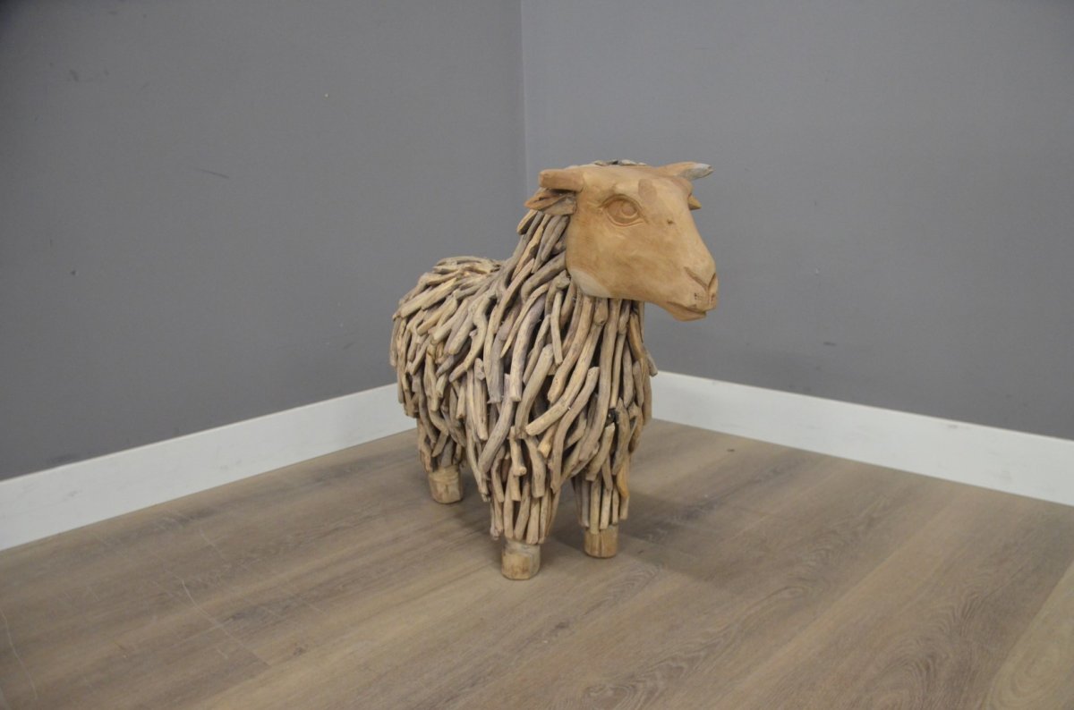 Handgemaakt Teak Schaap (60 cm) - Afbeelding 2