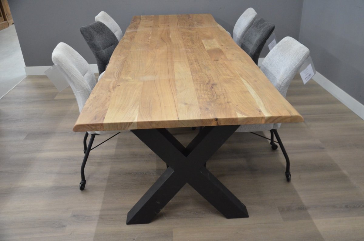 Industriële acacia eettafel 300 cm – Industriële acacia eettafel 3 meter