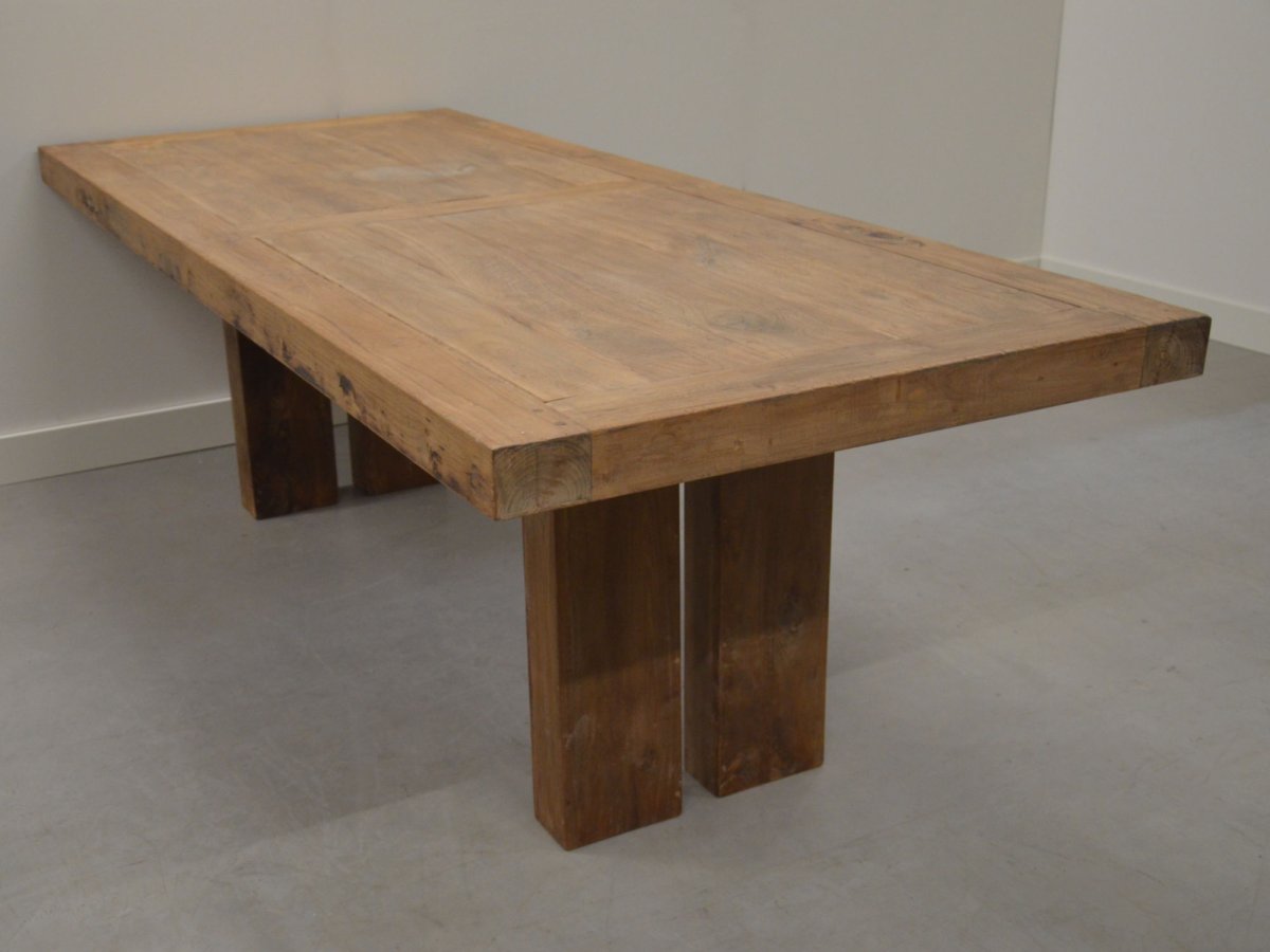 Robuuste teak tafel van oud gerecycled teak 260 cm - Afbeelding 3