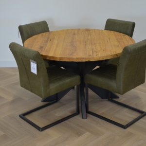 Ronde ruige teak tafel 130 cm doorsnede