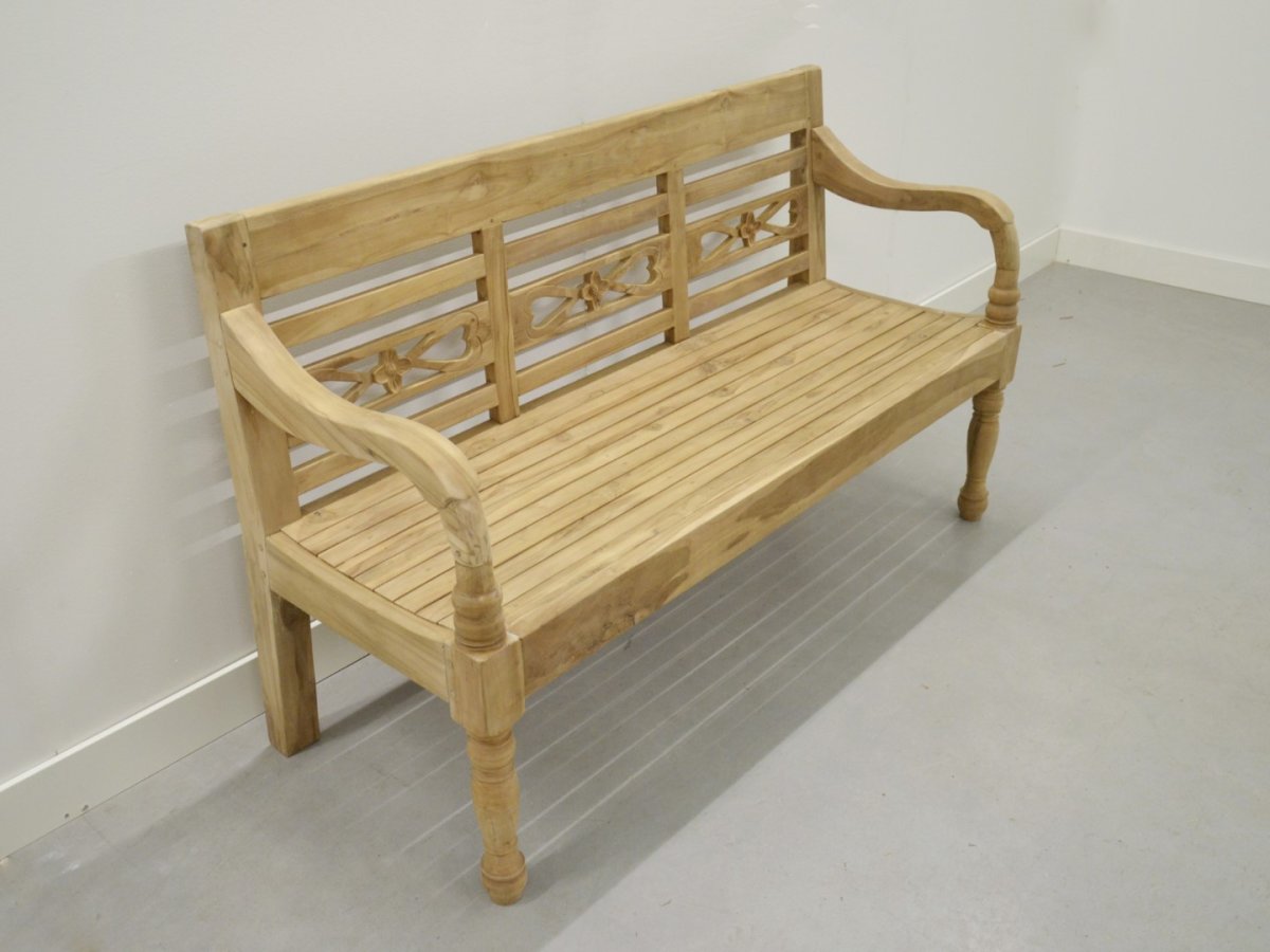 Teak stationsbank / teak tuinbank 190 cm - Afbeelding 4