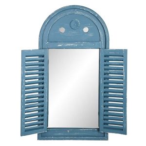 Spiegel luiken verouderd blauw