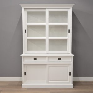 Witte buffetkast – winkelkast – vitrinekast 140 cm breed