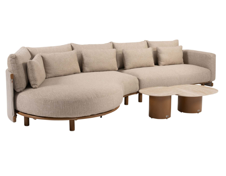 Chaise longue loungebank Safina + Loungetafel set Sofie 4-dlg