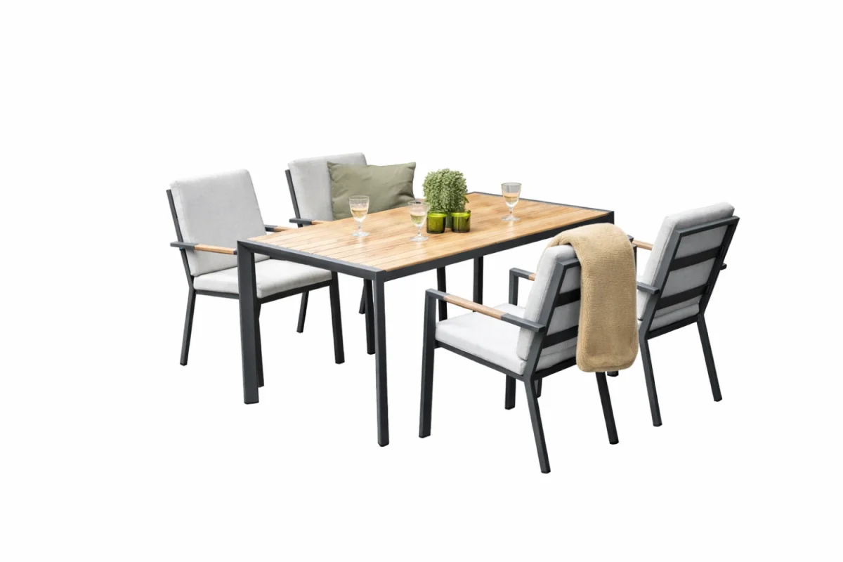 Dining tafel Felini 160 cm + Dining stoel Felini 5-dlg - Afbeelding 2