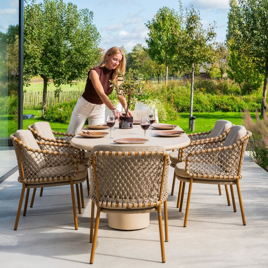 Dining tafel Hampton mortex 240 cm + Dining stoel Martinique 8-dlg - Afbeelding 5