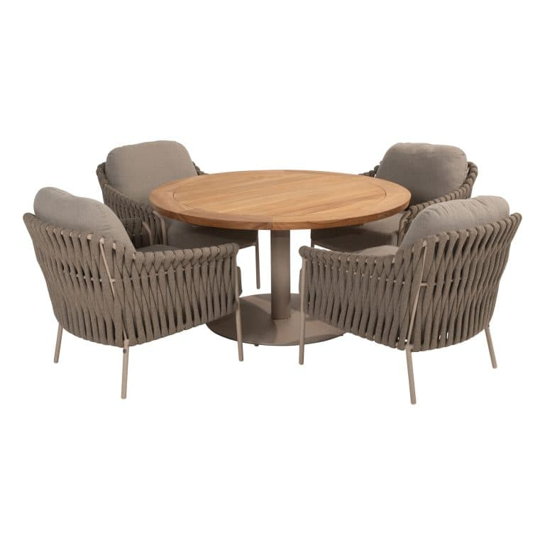 Low dining tafel Saba latte Ø130 cm + Low dining stoel Comino - Afbeelding 2