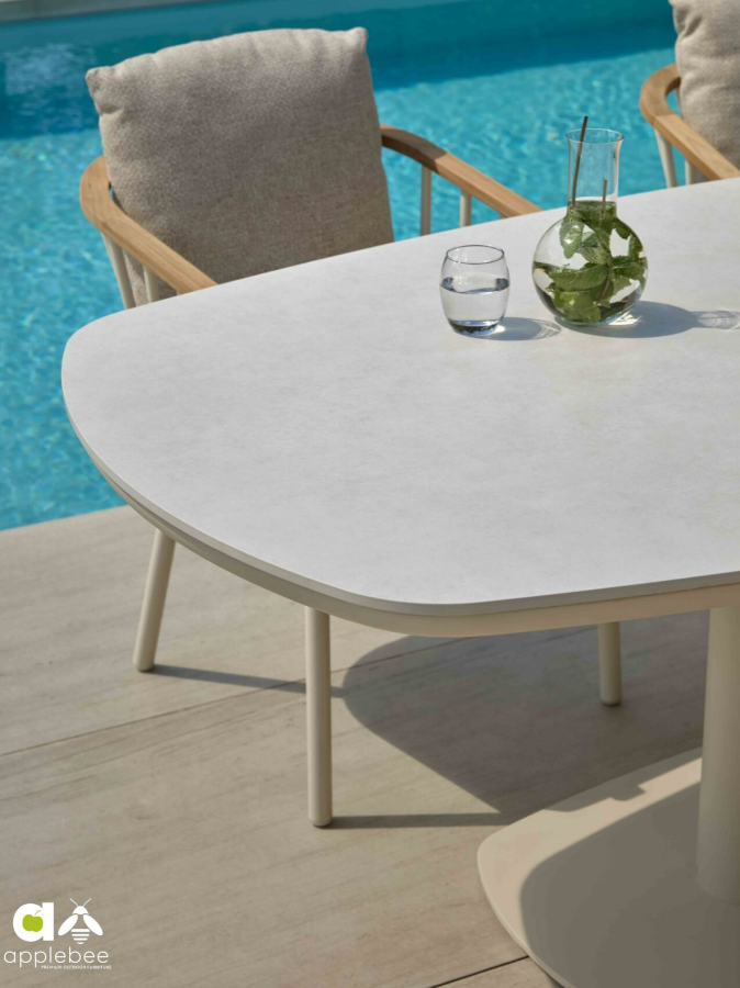 Melville false oval 280x110cm Oyster/Oyster – dining table top HPMS - Afbeelding 2