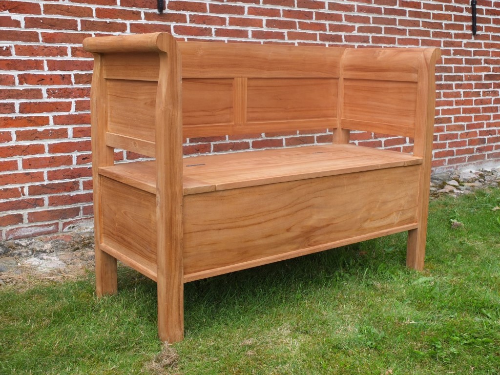 Strakke dichte teak klepbank met armleuning (div. afmetingen) - Afbeelding 2
