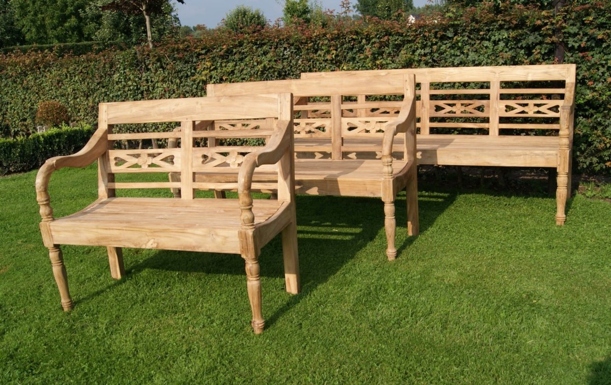 Teak stationsbank / teak tuinbank 190 cm - Afbeelding 5