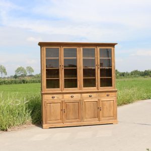 Landelijke teak buffetkast / vitrinekast